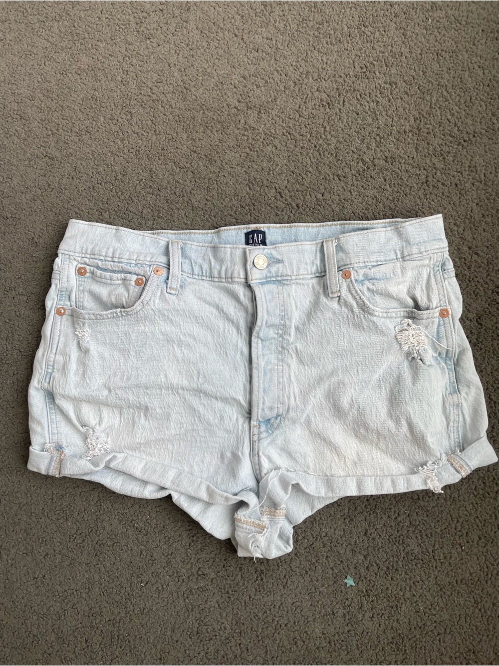 GAP Light Blue Distressed Denim Cutoff Shorts - Women's